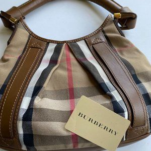 Burberry Brown/Beige Housecheck Canvas & Leather shoulder bag